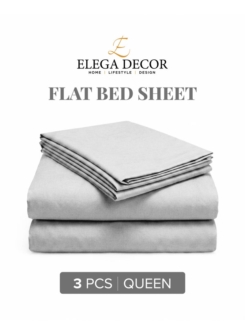 Elega Decor 210TC Cotton Satin Queen Solid Bed Sheet Set 3PC | Soft Breathable Satin Flat Sheet 229x256 cm | 2 pillowcase 50x75 cm | OEKO-TEX & ECAS Certified - Image 5