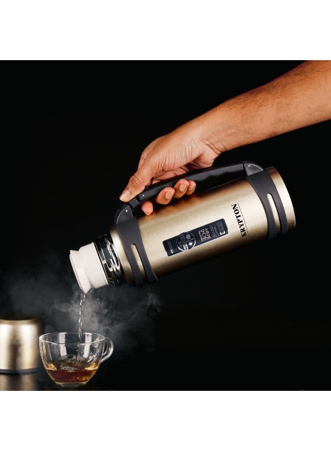 Krypton Stainless Steel Vacuum Flask 1.8L KNVF6336 | Double Wall Thermos | Keeps Drinks Hot & Cold for 24 Hours | Leak-Proof Bottle with Folding Handle - Image 4