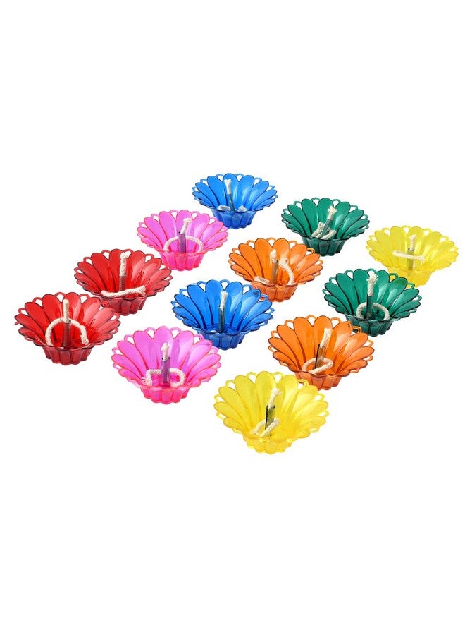 CRAFTAM 3D Refection Reusable Transparent Hard Plastic Multicolor Floating Oil Diya Deepak for Diwali Decoration (12) - Image 3
