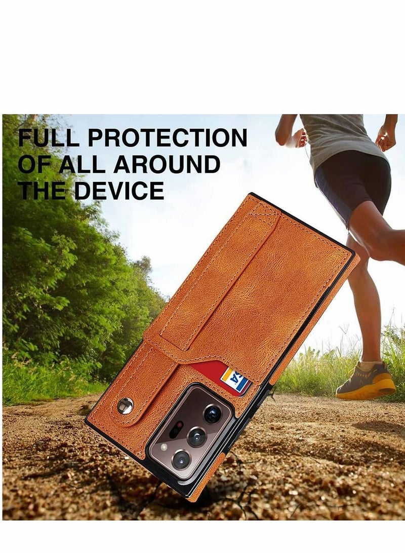 Y&D Case for Samsung Note 20 Ultra Wallet with Adjustable Wrist Strap Kickstand PU Leather Credit Card Holder Hybrid Protective Cover Galaxy 5G 6.9" Brown - Image 4