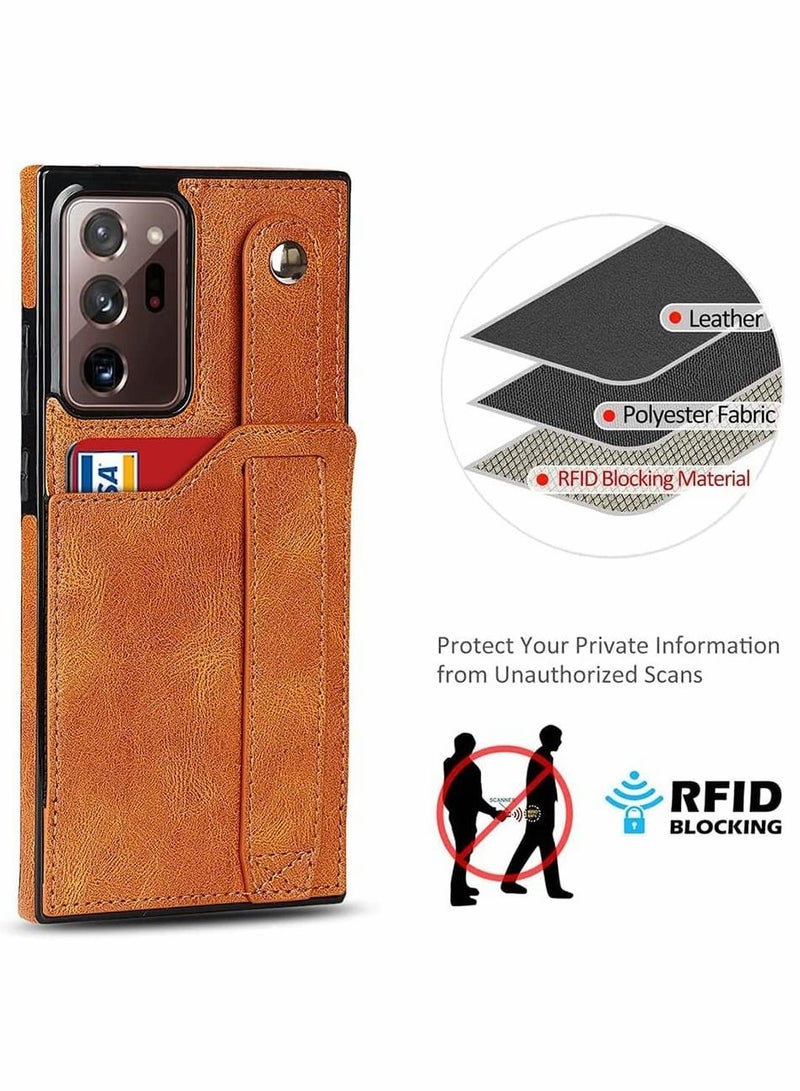 Y&D Case for Samsung Note 20 Ultra Wallet with Adjustable Wrist Strap Kickstand PU Leather Credit Card Holder Hybrid Protective Cover Galaxy 5G 6.9" Brown - Image 5