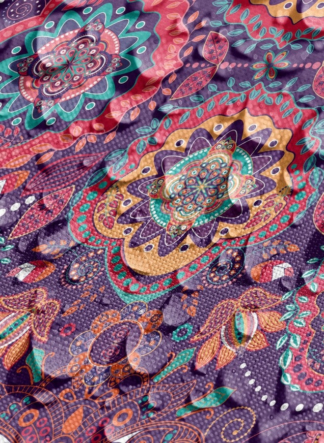 Lunarable Batik Table Runner & Placemats, Eastern Droplet-Shaped Paisley Inspired Traditional Forms Vivid Colors Image, Set for Dining Table Decor, Placemat 4 pcs + Runner 16"x72", Pink Purple - Image 4