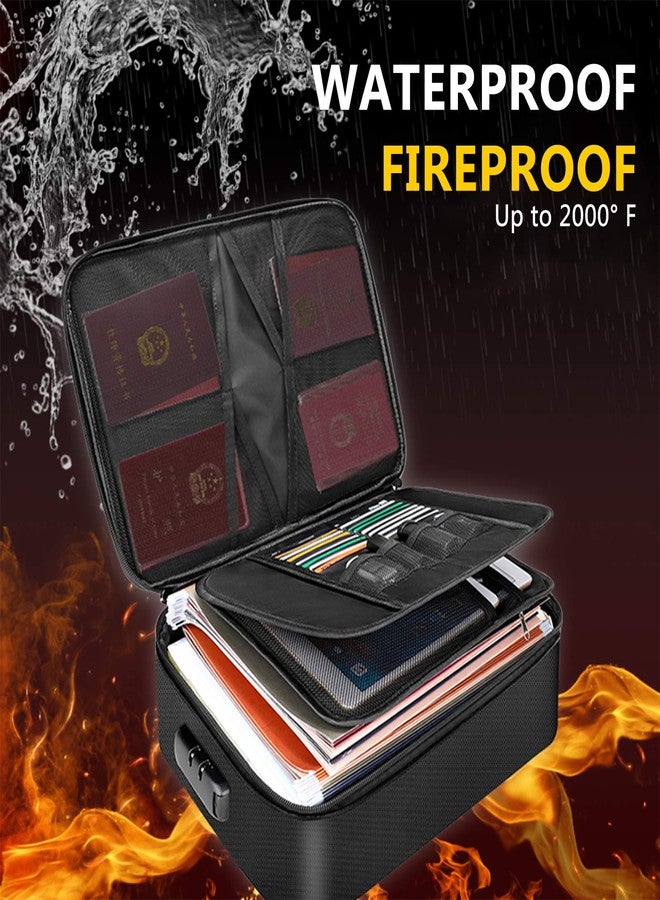 Bisofice Fireproof Document Bag with Lock Zipper Closure Fire & Water Resistant Money Bag Storage Pouch Organizer Case Home Office Travel Safe Bag for Documents Files Money Cards Passport Valuables - Image 2