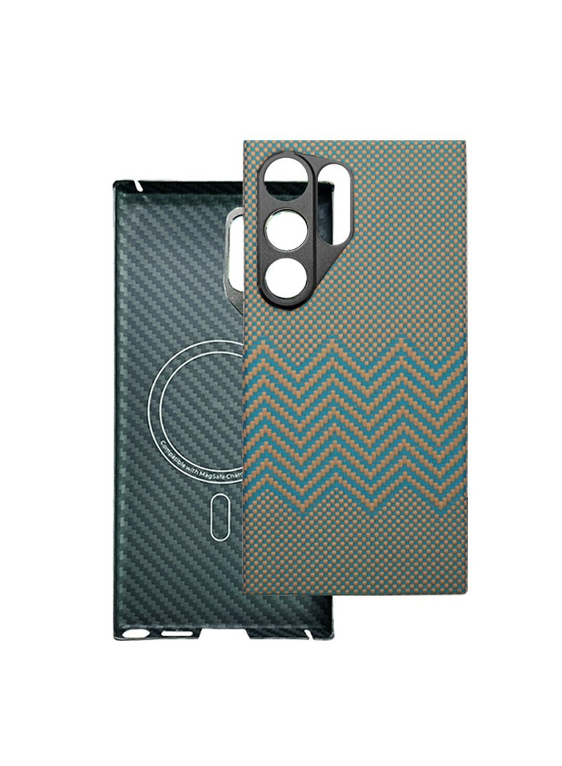 Case for Samsung Galaxy S23 Ultra with MagSafe, Slim & Light Minimalist Style Protective Cover, 1500D Aramid Fiber Made, Carbon Fiber Texture, Wave - Image 1