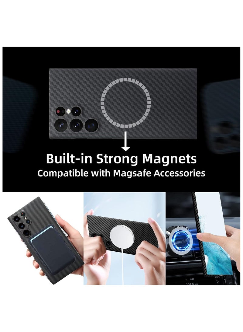 Case for Samsung Galaxy S23 Ultra with MagSafe, Slim & Light Minimalist Style Protective Cover, 1500D Aramid Fiber Made, Carbon Fiber Texture, Wave - Image 5