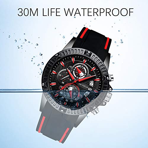 MF MINI FOCUS Men Watch, MINIFOCUS Chronograph Waterproof Sport Analog Quartz Watches Silicon Strap Fashion Wristwatch for Men - Image 4