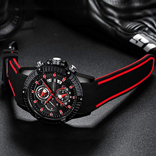 MF MINI FOCUS Men Watch, MINIFOCUS Chronograph Waterproof Sport Analog Quartz Watches Silicon Strap Fashion Wristwatch for Men - Image 2
