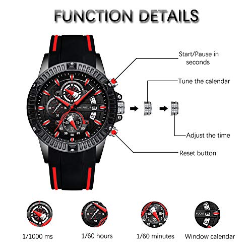 MF MINI FOCUS Men Watch, MINIFOCUS Chronograph Waterproof Sport Analog Quartz Watches Silicon Strap Fashion Wristwatch for Men - Image 5