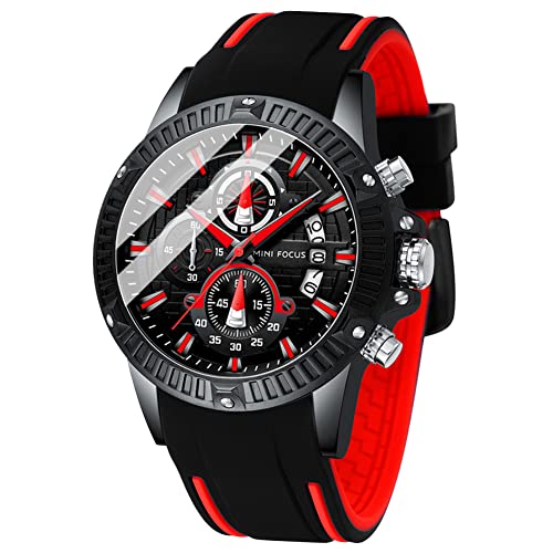 MF MINI FOCUS Men Watch, MINIFOCUS Chronograph Waterproof Sport Analog Quartz Watches Silicon Strap Fashion Wristwatch for Men - Image 1