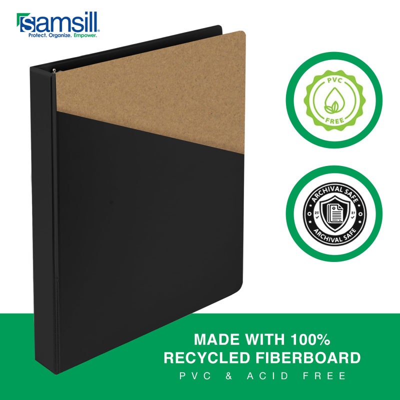 Samsill 1 Inch 3 Ring Binders, Made in USA, Economy Round Ring, Clear View Cover, 200 Sheet Capacity - for School, Home, Office - Black, 4 Pack - Image 3