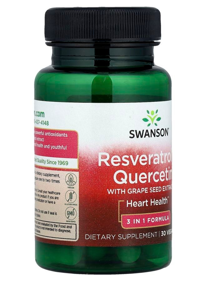 SWANSON Resveratrol & Quercetin with Grape Seed Extract 30 Veggie Caps - Image 2