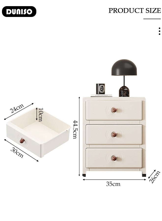 دونيسو خزانة تخزين بلاستيكية متعددة الأغراض بثلاثة أدراج للمطبخ والحمام وغرفة النوم والمطبخ وغرفة المعيشة والمكتب، تصميم متعدد الوظائف مقاوم للماء، خزائن تخزين عمودية بثلاث طبقات مع أدراج، خزانة ضيقة رفيعة - Image 3