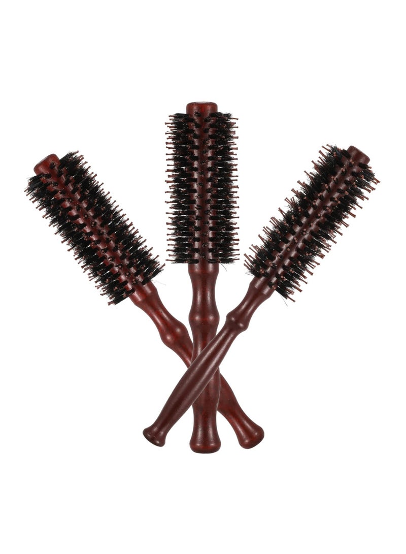 KASTWAVE 3 Pack High Fibers Round Brush Round Hair Brush, Natural Wooden Handle Styling Brush Blow Dry Brush Anti Static Roller Hairbrush for Men Women Straightening and Curling, Wet and Dry Hair - Image 1