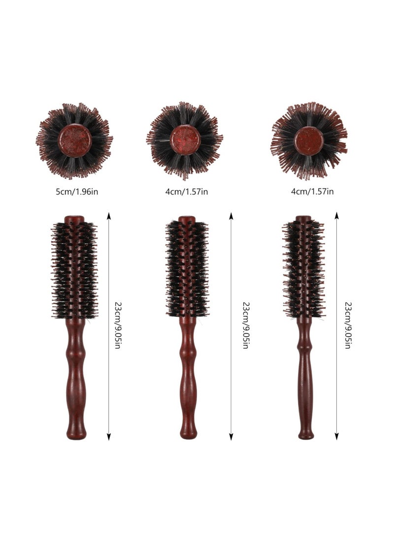 KASTWAVE 3 Pack High Fibers Round Brush Round Hair Brush, Natural Wooden Handle Styling Brush Blow Dry Brush Anti Static Roller Hairbrush for Men Women Straightening and Curling, Wet and Dry Hair - Image 4