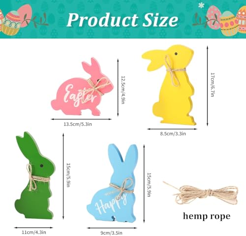 GoClimber Easter Décor, Easter Decorations for The Home,Table Decor,4PCS Cute Easter Bunny Decor with Jute Twine Bow Spring Decorations Easter Tiered Tray for Party Favors - Image 2