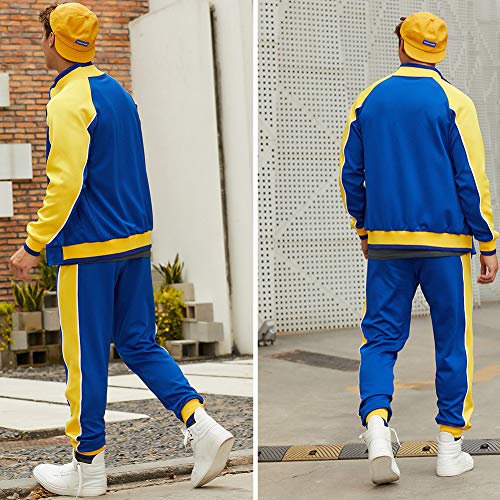 DUOFIER Men Tracksuit Set Full-Zip Sweatshirt Jogger Sweatpants Warm Sports Suit Gym Training Wear, 49Blue-L - Image 3
