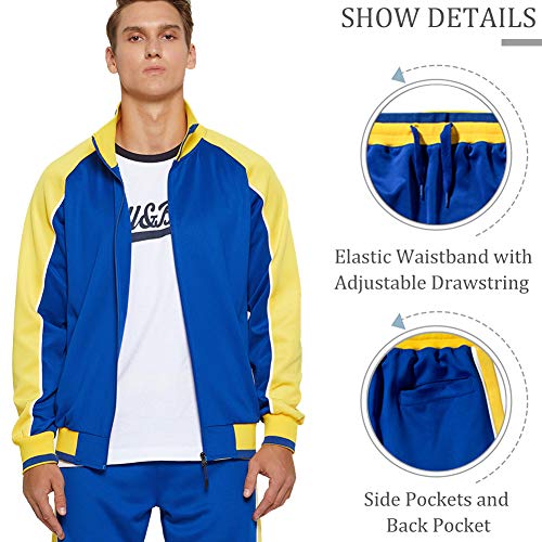 DUOFIER Men Tracksuit Set Full-Zip Sweatshirt Jogger Sweatpants Warm Sports Suit Gym Training Wear, 49Blue-L - Image 5