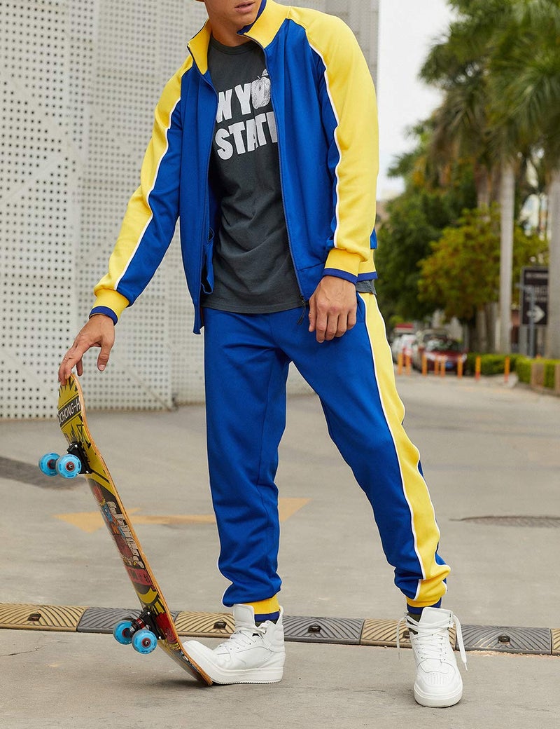 DUOFIER Men Tracksuit Set Full-Zip Sweatshirt Jogger Sweatpants Warm Sports Suit Gym Training Wear, 49Blue-L - Image 2