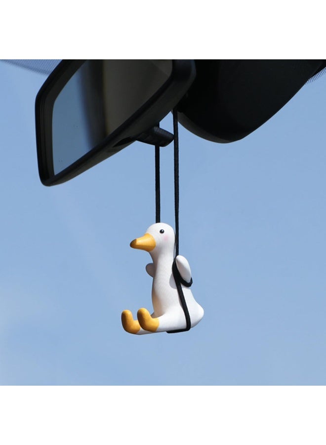 Lovely Swinging Black Duck Car Pendant, Cool Flying Duck with Sunglasses Gold Chain Car Rearview Mirror Hanging Ornament, Auto Interior and Home Decoration Birthday Gift for Family, Friends - Image 1