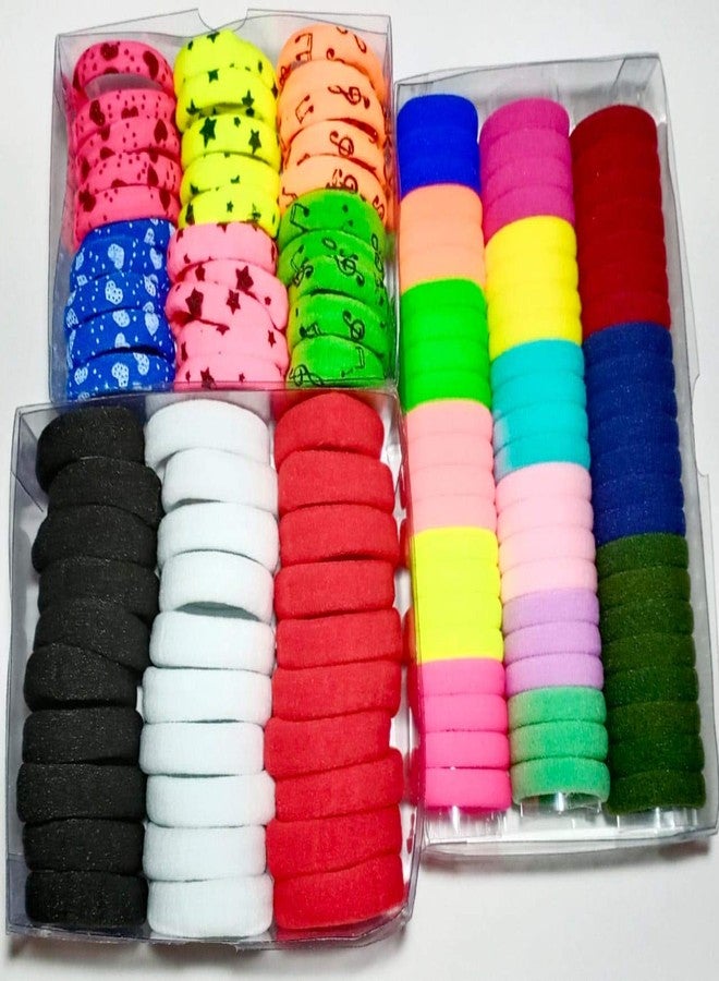 SBS Hair Rubber band for Women & Girl's (25 pieces plane,25 printed,25 pieces babby rubber) pack of 75 pieces - Image 1