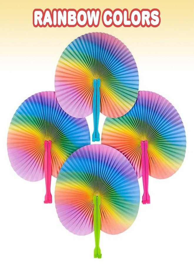 آرت كريتيفيتي مجموعة مراوح ArtCreativity القابلة للطي بألوان قوس قزح - عبوة من 12 مروحة - بأعمدة بلاستيكية - مروحة ورقية يدوية ملونة - هدية وجائزة رائعة للحفلات - مروحة يدوية صيفية، هدايا مميزة للأطفال من عمر 3 سنوات فما فوق - Image 5