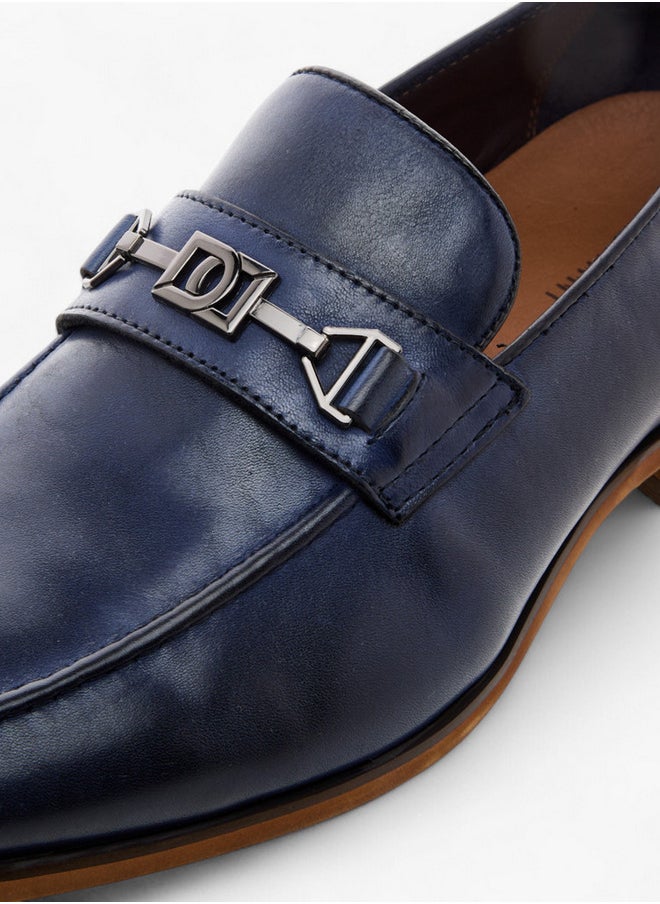 DUCHINI Men's Solid Slip-On Loafers with Metal Accent  - Image 4