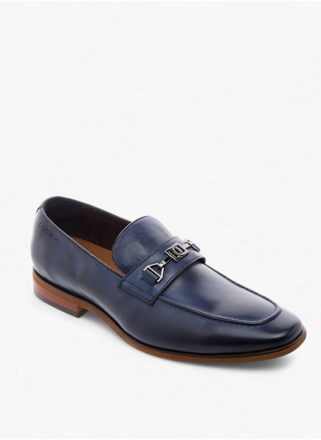 DUCHINI Men's Solid Slip-On Loafers with Metal Accent  - Image 2