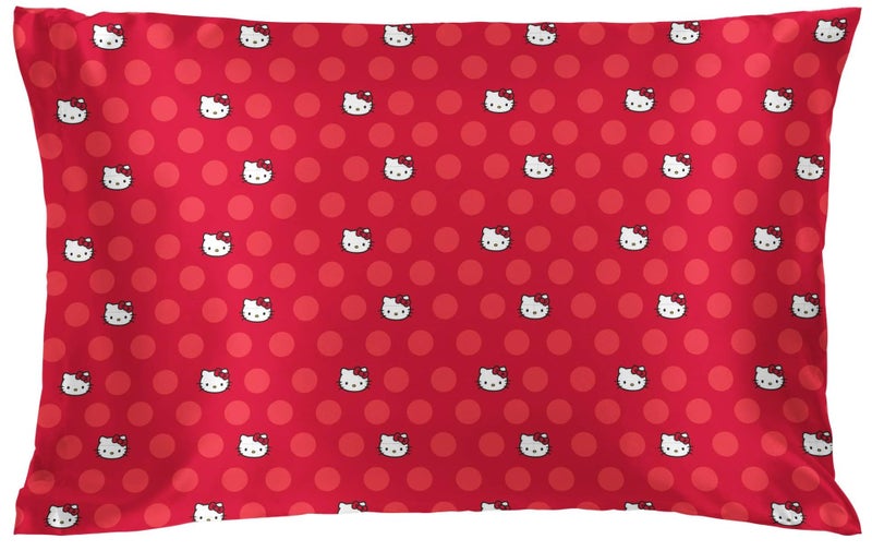 Jay Franco Satin Pillowcase - Standard Size 20x30 Inch Silky Soft Premium Pillow Cover  Red - Hello Kitty - Image 1