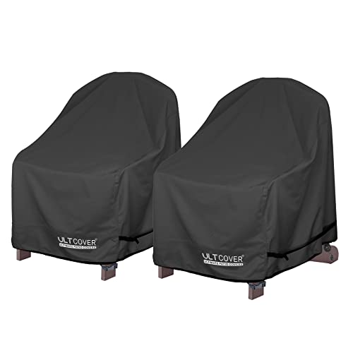 ULTCOVER Waterproof Patio Adirondack Chair Cover 2 Pack for Outdoor Chair Size Upto 32W x 38D x 36H inch Black