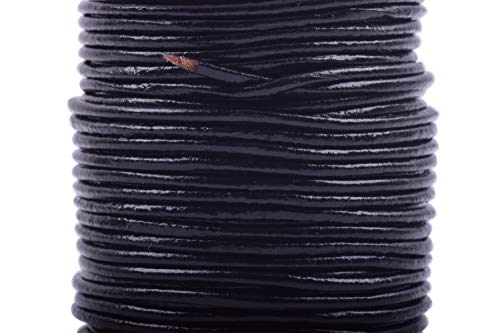 KONMAY 1 Roll 25 Yards 1.5mm Black Color Soft Round Real Jewelry Leather Cord - Image 4