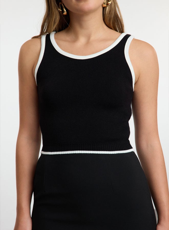 trendyol Black Color Block Knitwear 2Piece BlouseCardigan Set - Image 4