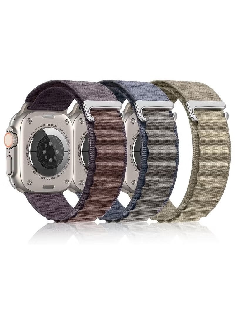 Generic - (Pack of 3) Apple Watch Alpine Loop Band for Apple Watch Ultra 1/2 49mm 46mm 45mm 44mm 42mm Nylon Woven Sport Strap Compatible with iWatch Series 10 9 8 7 6 5 4 3 2 1 SE - Image 1