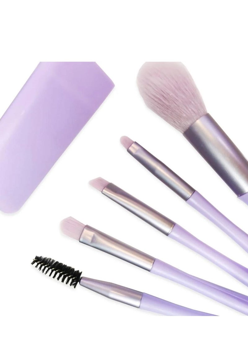 Generic Professional Luxury Makeup Brush Set 5pcs Multi-use Brushes Meets All Your Makeup Needs Blush, Blending, Contouring, Shading Highlighting Eyeshadow Eyebrow Concealer Lash Cheek And More With Small Purse Case Random Color  - Image 2