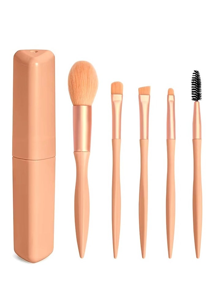 Generic Professional Luxury Makeup Brush Set 5pcs Multi-use Brushes Meets All Your Makeup Needs Blush, Blending, Contouring, Shading Highlighting Eyeshadow Eyebrow Concealer Lash Cheek And More With Small Purse Case Random Color  - Image 3