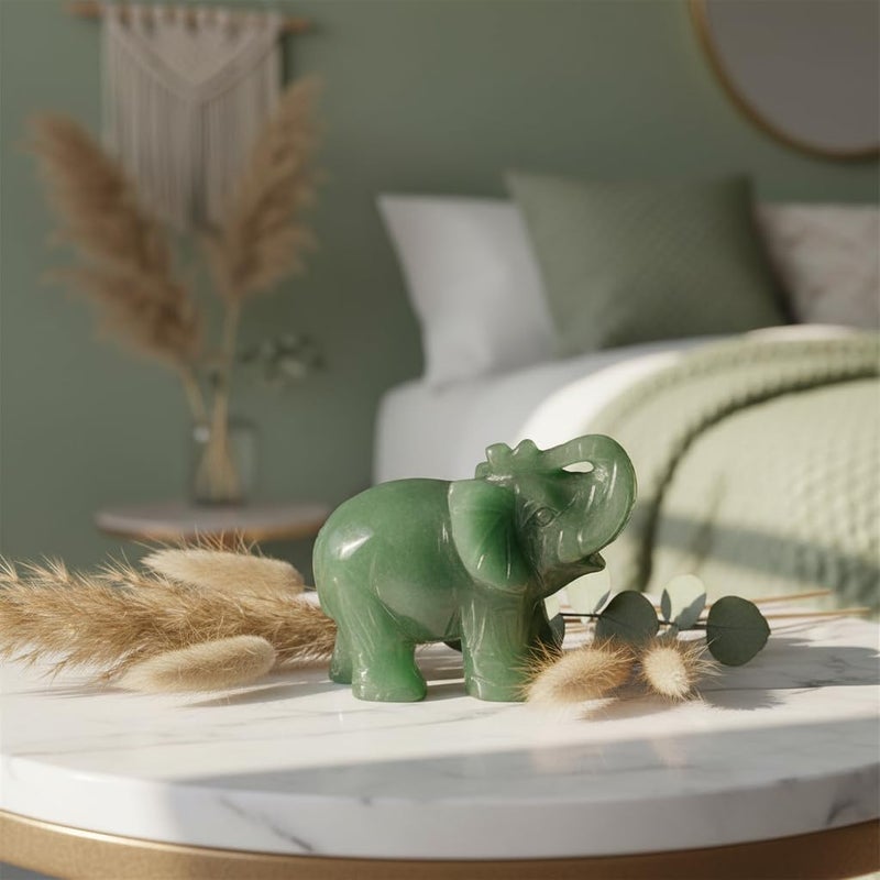 SquarezhenBo Elephant Ornament, Elephant Statue, Jade Stone Handcraft Natural Green Jade Stone Elephant Statue Decor Toys in Hand Home DÃ©cor Accents Sculptures (Green) - Image 2