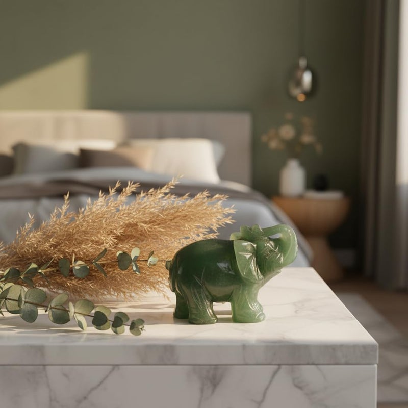SquarezhenBo Elephant Ornament, Elephant Statue, Jade Stone Handcraft Natural Green Jade Stone Elephant Statue Decor Toys in Hand Home DÃ©cor Accents Sculptures (Green) - Image 5