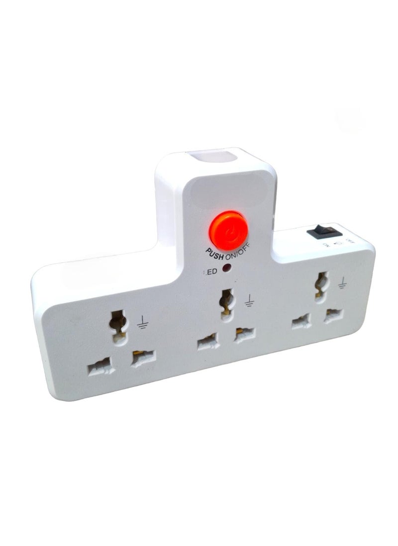 ROSARIO Rosario Extension Board 3 Socket Multiplug 3 Universal Socket with 1 Master Switch Indicator and Led Light on Top 