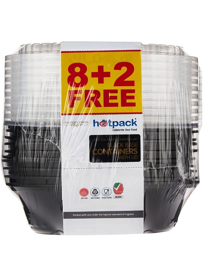 Hotpack Disposable Black Base, Bento, Food Storage, Microwavable Meal Prep Round Container 8+2 Free 24 ounce with Lid, Deeper and Thicker - Image 3