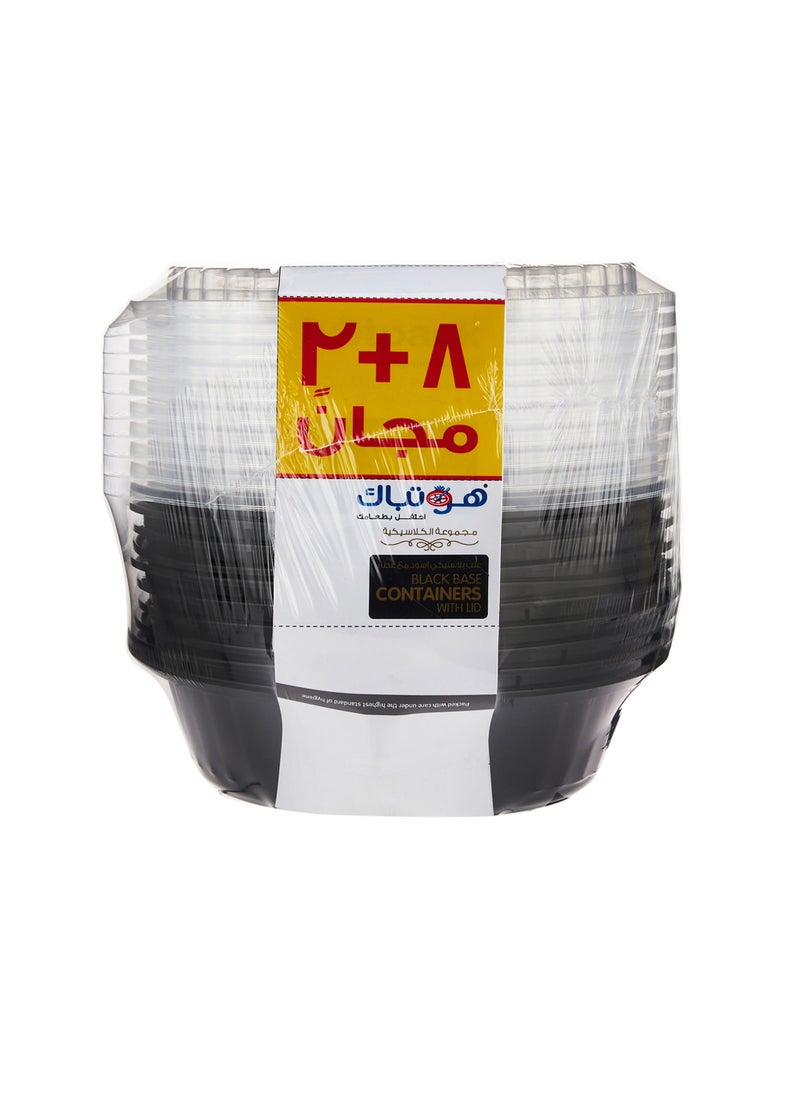 Hotpack Disposable Black Base, Bento, Food Storage, Microwavable Meal Prep Round Container 8+2 Free 24 ounce with Lid, Deeper and Thicker - Image 4