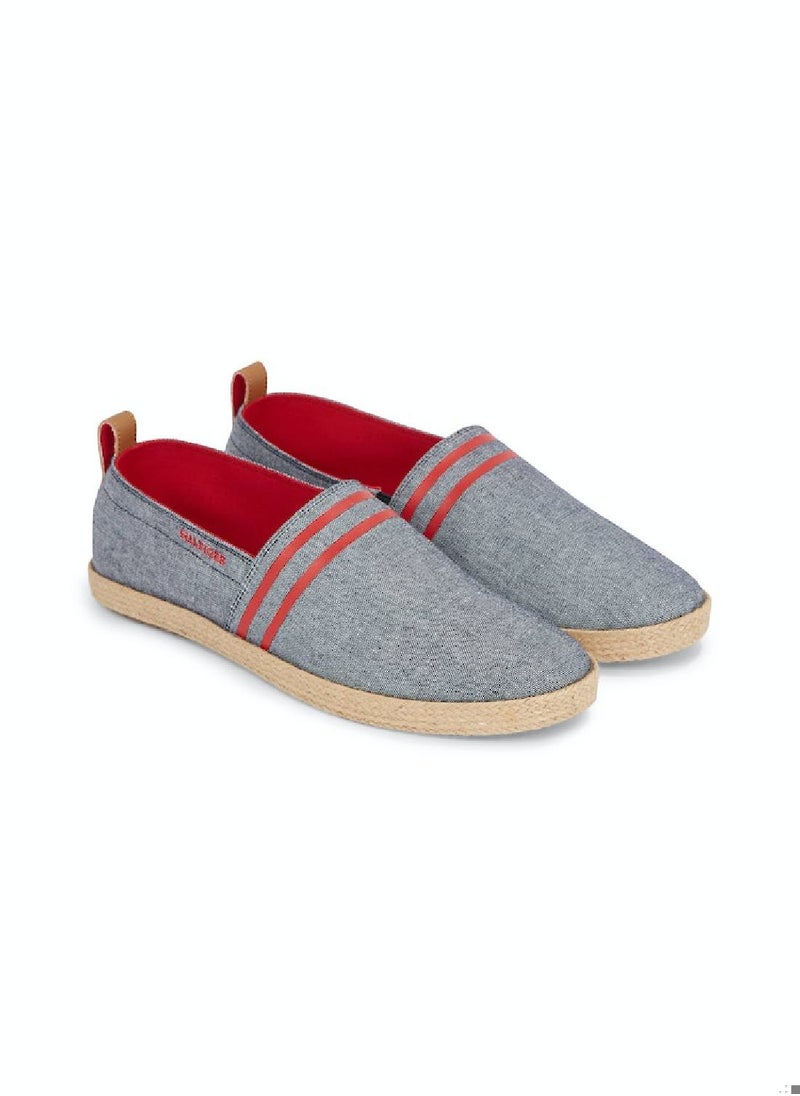 TOMMY HILFIGER - Men's Linen Chambray Stripe Espadrilles -  Linen upper, Blue - Image 1