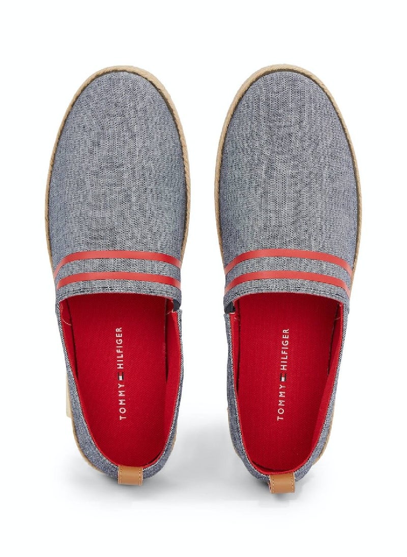 TOMMY HILFIGER - Men's Linen Chambray Stripe Espadrilles -  Linen upper, Blue - Image 1