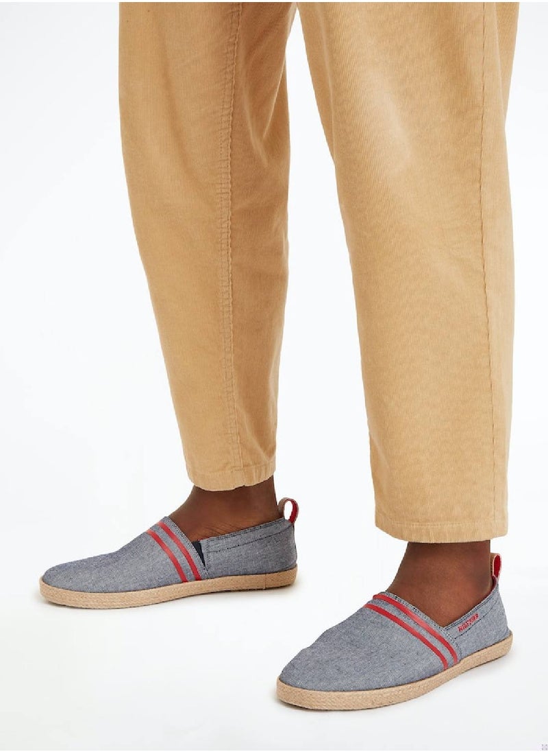 TOMMY HILFIGER - Men's Linen Chambray Stripe Espadrilles -  Linen upper, Blue - Image 1