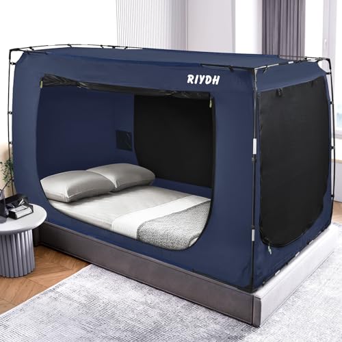 RIYDH Bed Tent Bed Canopy Bunk Twin Size Tents for Adult and Kids- Original Design Portable Dream Tent Indoor Sleeping Tents 80% Blackout with 3 Doors Breathable Big Space - Image 5