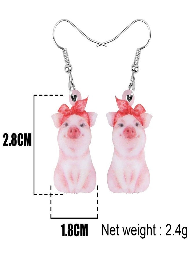 DUOWEI Cute Pink Pig Acrylic Earrings Dangle Jewelry Gifts for Women Pig Lovers (Pink) - Image 5
