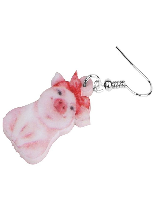 DUOWEI Cute Pink Pig Acrylic Earrings Dangle Jewelry Gifts for Women Pig Lovers (Pink) - Image 3