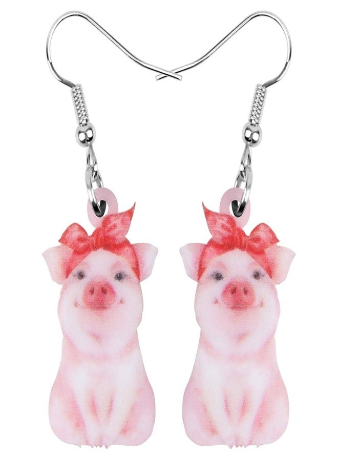 DUOWEI Cute Pink Pig Acrylic Earrings Dangle Jewelry Gifts for Women Pig Lovers (Pink) - Image 1