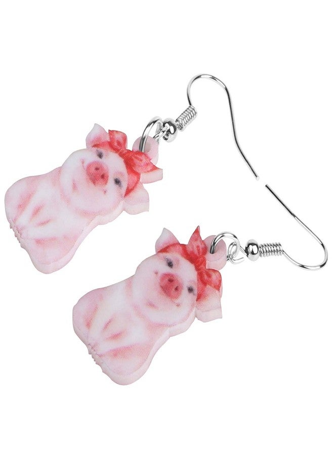 DUOWEI Cute Pink Pig Acrylic Earrings Dangle Jewelry Gifts for Women Pig Lovers (Pink) - Image 4