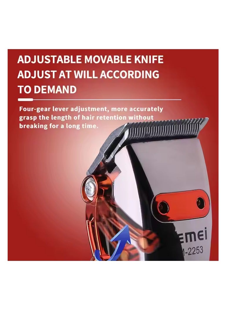 كيمي Professional Hair Clipper Trimmer KM-2253 Barber Electric Hair Trimmer Cordless Rechargeable Hair Cutter Magic Clipper Multicolor - Image 2
