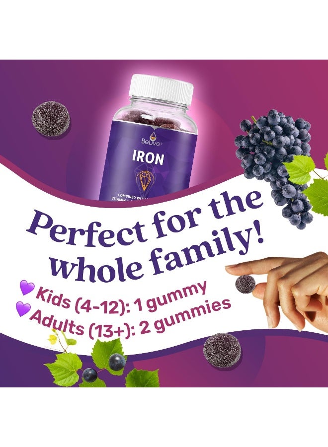BeLive مكمل جوميز الحديد BeLive مع فيتامين C و A و B المركب (60 حبة) - Image 3