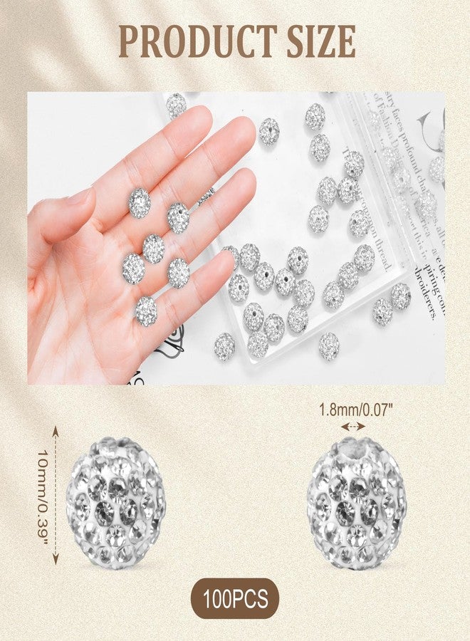 Awaydol 100 pcs 10mm Rhinestone Beads for Crafting, Full of Diamonds Round Shambaladisco Ball Beads, Rhinestone Clay Beads for Jewelry Making DIY Baseball Necklaces Bracelet Holiday Decorations. (White) - Image 2
